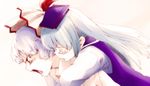  bow closed_eyes collaboration colorized fujiwara_no_mokou hair_bow hat hug hug_from_behind kamishirasawa_keine long_hair multiple_girls open_mouth red_eyes tears touhou yae_(mono110) yume_shokunin 