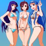  :o aoba_tsugumi ass bikini blue_eyes blue_hair blush breasts brown_eyes brown_hair cleavage hand_on_hip kannagi long_hair md5_mismatch medium_breasts multiple_girls nagi nail_polish o-ring o-ring_bottom o-ring_top open_mouth shiny shiny_skin short_hair side-tie_bikini strap_gap suesan swimsuit thigh_gap thong_bikini twisted_torso zange 