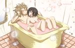  1girl akira_(valzerica) aoi_hana_(oumagadoki_doubutsuen) bad_id bad_pixiv_id bathing bathtub blush breasts long_hair medium_breasts mixed_bathing nude open_mouth oumagadoki_doubutsuen shishido_(oumagadoki_doubutsuen) 