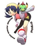  4n10-3ho blue_hair crystal_(pokemon) earrings gen_2_pokemon hat jewelry natu poke_ball pokemon pokemon_(creature) pokemon_special simple_background smile twintails 