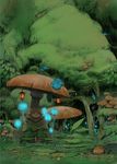 bad_pixiv_id bangs fantasy gnome lantern mushroom nature no_humans original ryota-h salamander scenery 