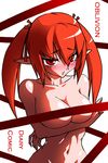  blush breast_lift breasts censored crossed_arms elf hair_ribbon large_breasts mudamoro navel nude pointy_ears red_eyes red_hair ribbon solo the_elder_scrolls the_elder_scrolls_iv:_oblivion twintails 