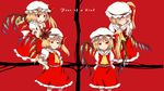  :t anger_vein annoyed ascot blonde_hair blush clone dress expressions fang flandre_scarlet four_of_a_kind_(touhou) hand_on_own_chest hand_on_own_face hands_on_hips happy hat hat_ribbon heart heart_wings highres looking_at_viewer multiple_girls open_mouth pout red_background red_eyes ribbon sad short_hair side_ponytail simple_background sinzan skirt skirt_set smile tears touhou wings 