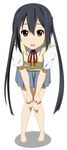  barefoot bent_over black_hair brown_eyes igashiko k-on! long_hair nakano_azusa school_uniform sweater_vest twintails 