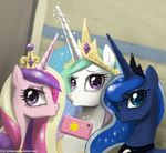  crown duck_face duckface equine female feral friendship_is_magic hair horn john_joseco mammal multi-color_hair multi-colored_hair my_little_pony phone princess princess_cadance_(mlp) princess_cadence_(mlp) princess_celestia_(mlp) princess_luna_(mlp) royalty selfie tiara winged_unicorn wings 