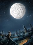  ball_of_yarn cat feline feral full_moon mammal moon night scenery signature sitting solo source_request star unknown_artist yarn yellow_eyes 