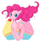  blue_eyes cupcake cutie_mark equine female feral friendship_is_magic hair horse mammal my_little_pony open_mouth pink_hair pinkie_pie_(mlp) pony shioiri solo 