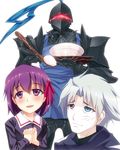  2boys apron berserker_(fate/zero) bowl fate/zero fate_(series) grey_hair heterochromia highres hood hoodie matou_kariya matou_sakura md5_mismatch multiple_boys nakajou purple_eyes purple_hair spoon 