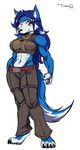  abs biceps big_breasts blue blue_fur breasts canine collaboration damnevildog female fur hair hopey long_hair looking_at_viewer mammal muscles muscular_female r!p solo standing wolf wolfess 