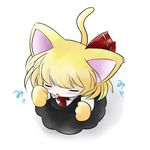  animal_ears blonde_hair blush cat_ears cat_tail chibi closed_eyes paws rumia solo tail tongue touhou yume_shokunin 