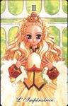  artist_request blonde_hair blue_eyes dress earrings french jewelry kiryuu_nanami nail_polish pink_nails ring scan shoujo_kakumei_utena tarot the_empress yellow_dress 