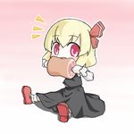  aratami_isse blonde_hair boned_meat chibi eating food hair_ribbon lowres meat red_eyes ribbon rumia solo touhou 