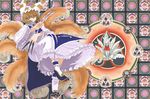  animal_ears between_fingers blonde_hair eyeshadow fox fox_tail hat kunai kyuubi long_sleeves makeup multiple_tails ofuda pillow_hat shoes short_hair socks solo tail tassel touhou tsurime tsurui weapon wide_sleeves yakumo_ran yellow_eyes 