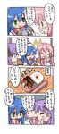  4koma comic handheld_game_console hiiragi_kagami hiiragi_tsukasa imo_works izumi_konata lucky_star moe mole mole_under_eye multiple_girls obentou playstation_portable takara_miyuki translated 