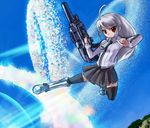  ahoge artist_request gun red_eyes silver_hair solo suguri suguri_(character) thighhighs weapon zettai_ryouiki 