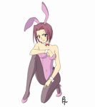  angry animal_ears artist_request blush bunny_ears bunnysuit code_geass high_heels kallen_stadtfeld leotard pantyhose pink_leotard red_hair shoes short_hair solo 