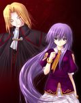  1girl artist_request blonde_hair cape closed_eyes long_hair melty_blood purple_eyes purple_hair sion_eltnam_atlasia tsukihime wallachia 