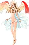  angel angel_wings anklet bad_feet barefoot bikini blonde_hair blue_eyes blush cape circlet detached_sleeves feet flat_chest full_body groin jewelry legs long_hair long_legs lowleg lowleg_bikini midriff navel official_art ooyari_ashito open_mouth sepha shoujo_mahou_gaku_littlewitch_romanesque skinny solo standing swimsuit thighs tiptoes transparent_background turtleneck wings 