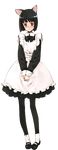  :o animal_ears apron bangs black_hair blunt_bangs blush bob_cut bow bowtie cat_ears dress embarrassed flat_chest full_body maid mary_janes official_art ooyari_ashito open_mouth pantyhose pink_eyes shoes short_dress short_hair shoujo_mahou_gaku_littlewitch_romanesque socks solo standing tillet transparent_background wrist_cuffs 