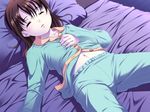  bed brown_hair child flat_chest furusawa_asumi game_cg musume_shimai navel nonohara_miki pajamas sleeping solo 