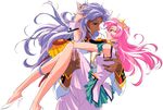  1girl 90s aiguillette artist_request blue_eyes carrying highres jewelry long_hair official_art ootori_akio pink_hair prince princess princess_carry ring shoujo_kakumei_utena tenjou_utena white_background wrist_cuffs 