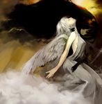  angel_wings black_hair cloud deri original solo white_hair wings 