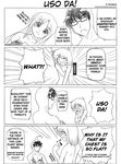  2boys 4koma comic crossover flat_chest genderswap genderswap_(mtf) greyscale hard_translated jang_puu kashimashi lyrical_nanoha mahou_shoujo_lyrical_nanoha monochrome multiple_boys parody ramsus sora_hitoshi translated yuuno_scrya 