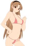  amatsuka_hikaru baby_princess bikini brown_hair hairband hand_on_hip kusaka_souji long_hair micro_bikini orange_eyes red_eyes solo swimsuit 