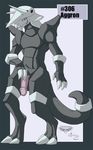  aggron anthro blue_eyes claws collaboration digitigrade flaccid horn looking_at_viewer male mingchee nintendo notorious84 nude open_mouth penis pinup plain_background pok&#233;mon pok&#233;morph pok&eacute;mon pok&eacute;morph pose solo standing the_pokedex_project tongue video_games 