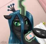  &hearts; &lt;3 camera cellphone changeling duck_face duckface female feral friendship_is_magic green_eyes horn john_joseco looking_at_viewer magic mirror my_little_pony phone queen_chrysalis_(mlp) selfie solo towel 