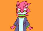  animated collar dragon green_eyes orange_background pink_body plain_background rudragon silly solo tutting 