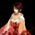  bad_id bad_pixiv_id black_hair blood bloody_clothes breasts cleavage fatal_frame fatal_frame_2 japanese_clothes kimono koko_(oyasuminasai) kurosawa_sae open_mouth red_eyes red_string rope short_hair small_breasts solo string tears 