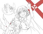  =_= anchor crying grin hat kitashirakawa_chiyuri lineart looking_at_viewer monochrome multiple_girls murasa_minamitsu okazaki_yumemi reiuji_utsuho smile streaming_tears takano48 tears touhou touhou_(pc-98) wings 