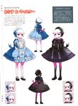  absurdres alice_(fate/extra) bow braid doll_joints dress fate/extra fate_(series) hat highres multiple_girls nursery_rhyme_(fate/extra) pink_eyes scan shoes translation_request twin_braids wada_aruko white_hair 
