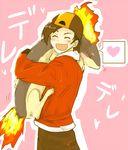  bad_id bad_pixiv_id blush fiery_tail fire gen_2_pokemon heart hug jingo_kajiki male_focus pokemon pokemon_(creature) pokemon_(game) pokemon_hgss quilava smile solo tail 