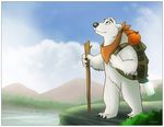  bear chubby fur handkerchief hiking mammal marymouse polar_bear tear tears travel walking_stick white_fur wistful 