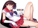  bare_legs bishoujo_senshi_sailor_moon black_hair blush breasts cameltoe choker covered_nipples earrings elbow_gloves gloves highres hino_rei jewelry large_breasts leg_up legs leotard long_hair looking_at_viewer lying mr.lostman pleated_skirt purple_eyes red_sailor_collar red_skirt sailor_collar sailor_mars sailor_senshi_uniform skirt skirt_lift solo thighs tiara white_gloves 