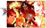  3boys animal_ears blonde_hair blue_eyes blue_hair brown_eyes brown_hair caren_hortensia cat_ears cat_tail explosion fate/hollow_ataraxia fate/stay_night fate_(series) gilgamesh gum_(gmng) kaleido_ruby kotomine_kirei lancer long_hair magical_girl md5_mismatch multiple_boys multiple_girls one_eye_closed red_eyes tail toosaka_rin two_side_up v wand white_hair yellow_eyes 