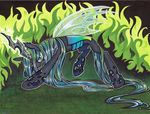  chrysalis equine female feral friendship_is_magic lizspit looking_at_viewer mammal my_little_pony queen queen_chrysalis_(mlp) royalty solo traditional_art traditional_media wings 
