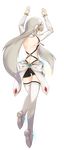  absurdres amber_(5_22_lili) ass back bare_back boots bridal_gauntlets code:_electra_(elsword) elsword eve_(elsword) full_body grey_hair highres shorts thigh_boots thighhighs transparent_background yellow_eyes 