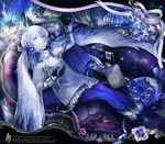  akira_hou bad_id bad_pixiv_id blue_flower blue_hair blue_legwear blue_rose flower gem gloves hair_wings head_wings multicolored_hair pantyhose pixiv_fantasia pixiv_fantasia_sword_regalia rose silver_hair solo two-tone_hair white_eyes 