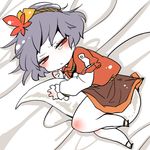  between_legs chibi kemonomimi_mode kiguchiko lowres purple_hair red_eyes snake_tail solo tail tail_between_legs tears touhou yasaka_kanako 