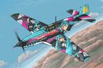  airplane cloud detached_sleeves goodsmile_company hatsune_miku itasha military necktie no_humans one_eye_closed p-51_mustang racing sakusa_kuruku sky spring_onion thighhighs twintails vocaloid zettai_ryouiki 