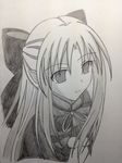  half_updo len melty_blood mizuha_(len-k-t) monochrome pointy_ears solo traditional_media tsukihime 