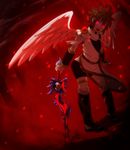  angel child evil kid_icarus looking_at_viewer male male_focus nintendo pit pit_(kid_icarus) red sandals solo sword weapon wings wreath yandere 