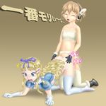  blonde_hair blood blue_eyes bottomless bow fam_fan_fan hair_bow hairbow highres last_exile last_exile:_ginyoku_no_fam millia_il_velch_cutrettola_turan sex translation_request virgin yuri 