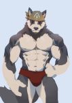  2019 abs anthro bulge canid canine canis digital_media_(artwork) domestic_dog fur hi_res male mammal muscular muscular_male null-ghost pecs solo volga 