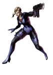  3d absurdres blonde_hair bodysuit capcom gun highres jill_valentine marvel marvel_vs._capcom marvel_vs._capcom_3 marvel_vs_capcom marvel_vs_capcom_3 mori_toshiaki official_art ponytail resident_evil resident_evil_5 shinkiro skin_tight skorpion_vz._61 submachine_gun thigh_strap weapon 