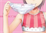  bow bow_panties flat_chest holding holding_panties lavender_hair mouth_hold original panties panties_in_mouth panties_removed short_hair sody solo underwear white_panties 