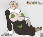  areola avian big_breasts bikini bird breasts brown_eyes claws cleavage clothed clothing ear_piercing female fur huge_breasts looking_at_viewer navel piercing seductive skimpy smile solo swimsuit talons thighs tuft under_boob voluptuous vulture walter_sache wide_hips 